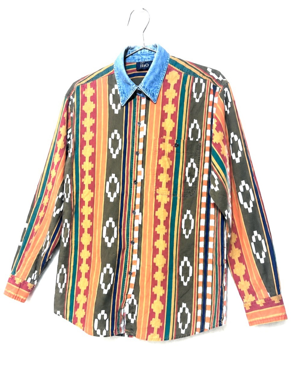 🏜️ VINTAGE | ilio | SOUTHWESTERN TRIBAL | Button Shirt | 100% COTTON | size M